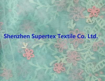 Chine Copie de frontière de lt Green Rubber Glitter Flowers de maille de polyester de tissu de l'habillement des enfants à vendre