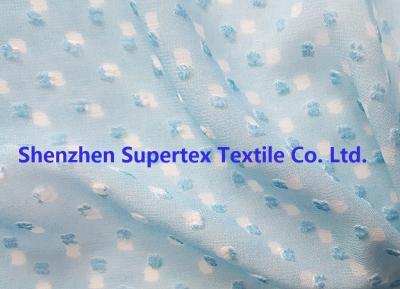 China Blue Color GGT Jacquard Swiss Dot Polyester Chiffon 2400T 75D for sale