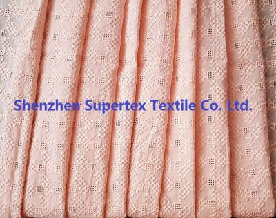 China 60S Pink Print Cotton Voile Lattice Eyelet Embroidery Fabric for Garment 75GSM for sale