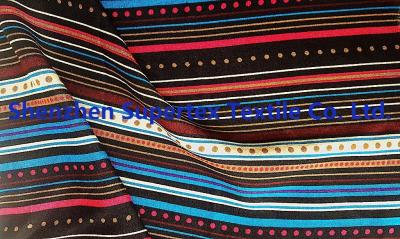 China Stripe Printed 32S Rayon Poplin Fabric 105GSM 140CM Rayon Dress Fabric for sale