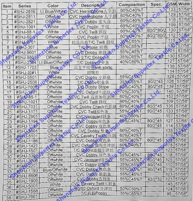 China Tela polivinílica uniforme de la tela cruzada de la tela 100~160GSM el 147CM del T/C CVC de la camisa en venta