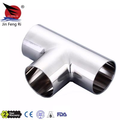 China Stainless Steel Stainless Steel Mirror 3A/SMS/DIN DST SS304/SS316L Weld Tee Sanitary Pipe Fitting for sale