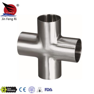 China 304 or 316L Sanitary Mirror Welding Stainless Steel 3A/SMS/DIN DST SS304/SS316L Cross Pipe Fitting for sale