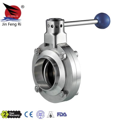 China Food and Pharmaceutical Sanitary Stainless Steel ISO 304 316L SMS DIN Manual Butterfly Valve for sale