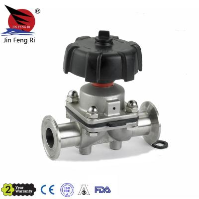 China Food and Pharmaceutical Sanitary Stainless Steel ISO 304 316L SMS DIN Manual Diaphragm Valve for sale