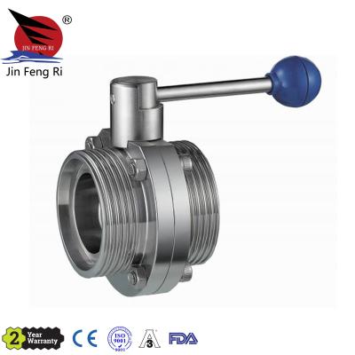 China Food and Pharmaceutical Sanitary Stainless Steel ISO 304 316L SMS DIN Nut Manual Butterfly Valve for sale