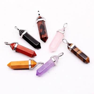 China Europe Factory Sale Natural Crystal Point Pendant Healing Amethyst Rose Quartz Point Pendant Gift for sale