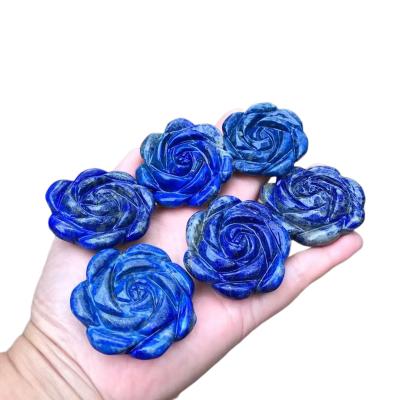 China Europe New arrivals  high quality Hand Carved  crystals healing crafts natural blue lapis lazuli rose flower for gift for sale