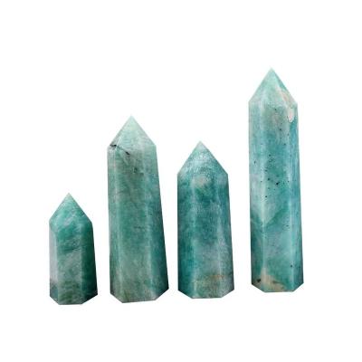 China Europe Hot NATURAL Crystal Wand Point Single Wand Green Amazonite Tower Gift Green Crystal Point for sale