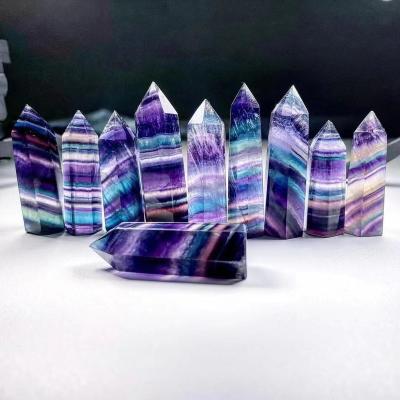 China Europe New Arrival High Quality Crystals Healing Stones Tower Point Rainbow Fluorite Wand for sale