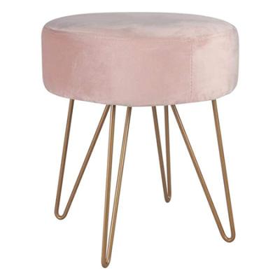 China (Other) 4 Leg Adjustable Pink Round Ottoman Bench With Gold Metal Base Sofa Side Furniture for sale