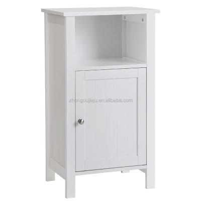 China Modern Wood Furniture Floor Tall Storage Cabinet With Doors White Finish for sale