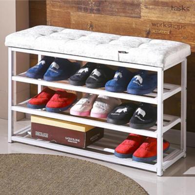 China Modern Home Metal Furniture Shoe Rack Shoe Fit Chair Stool for sale