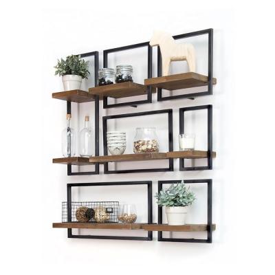 China (Other) Modern Adjustable Floating Shelf Unit DIY Wall Mounted Shelf Customized Metal and Wood Display Stand for sale