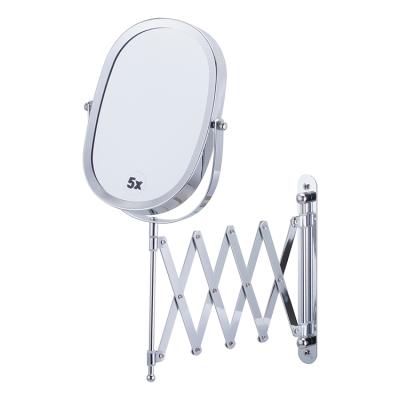 China Bx and 1X/5X Lighted Wall Mounted Makeup Mirror Magnifying 360 Swivel Extendable Vanity Mirror for Bathroom for sale