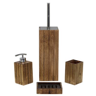 China Sustainable BX Group 4 Pcs Square Cheap Wooden Bathroom Set For Home Living for sale