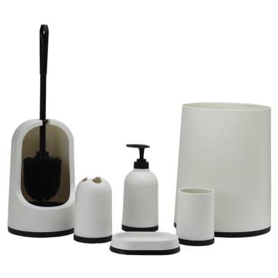 China BX Sustainable Group 6 PCS PP White Single Plastic Bathroom Accessory Set With Dust Bin for sale