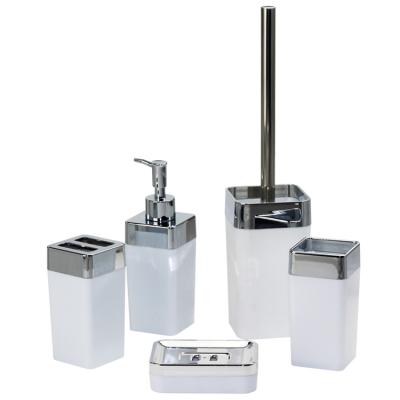 China BX Group 5 PCS Sustainable White Plastic Chrome Plated Bathroom Collection Set For Home Decoration for sale