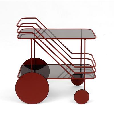 China Modern Metal Kitchen Rack Acrylic French Bar Cart Luxury Nordic Drinks Tea For Home Food Tea Coffee Serving Trolley Gold Color s for sale