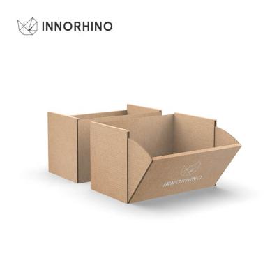 China Handmade Custom Gravity Fed Cardboard PDQ Paper Displays Empty Tray Box For Plush Bottles Covers Napkins for sale