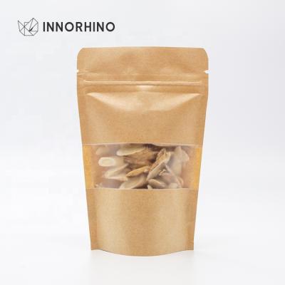 China Coffee Nuts Snacks Mylar Bag Biodegradable Biodegradable Kraft Holder Up Ziplock Window Customized Print Echo Friendly Food Grade Compostable for sale