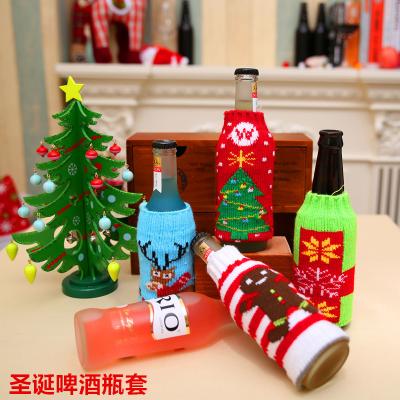 China Europe household items for the use of high-grade knitting Santa beer bottle beer bottles Christmas decoration for sale