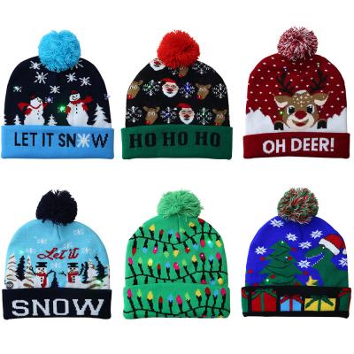 China Europe Christmas Decorations Foreign Trade Sales LED Lamp Cap Knitted Dripping Knitted Adult Children for sale