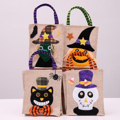 China Kids Creative Dress Bag Gift Witch Pumpkin Europe Halloween Decorations Cartoon Candy Canvas Bag for sale