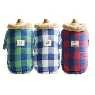 China Viable funny pet lamb fur collar plaid cotton-padded clothes fall and winter cute warm dog clothes teddy clothes in stock for sale