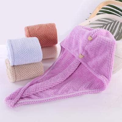 China Soft Coral Fleece Velvet Hair Drying Pineapple Coral Lattice and Quick-Drying Absorbent Hair Drying Plus Headcloth Hair Drying Towel for sale