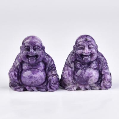 China China Natural High Quality Purple Mica Carving Buddha Hand-carved For Gifts for sale