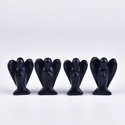 China China Wholesale Nature Black Obsidian Angel Crystals Healing Stone Natrual Stone Angel Carving For Decoration for sale