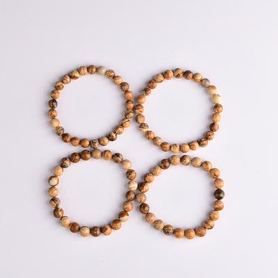 China China Wholesale Natural Picture Jasper Bracelet Natural Stone Round Beads Bracelets Crystal Bracelets Natural For Woman for sale