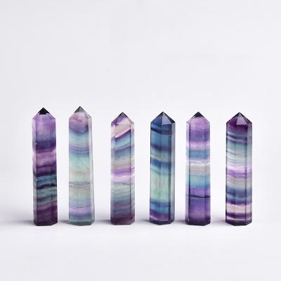 China China Wholesale High Quality Natural Healing Rainbow Crystals Fluorite Point Trick Wand Crystal Stone Point for sale