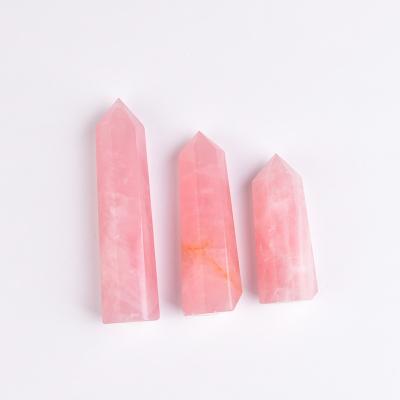 China China wholesale high quality natural quartz stone rose crystal quartz tower wand point for sale