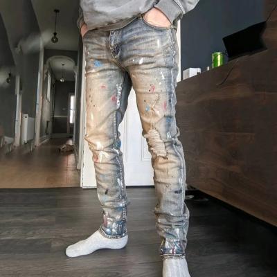 China Brand New Designer QUICK DRY Jeans Famous Trend Denim Pants Denim Fit Deming Pants Hip Hop Wholesale Men Jeans Straight Knitted High Waist for sale