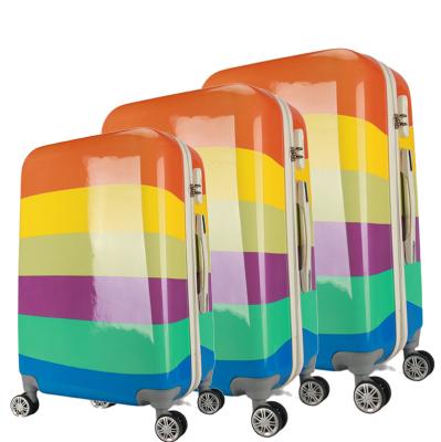 China Colorful 3 Spinner Silent Wheels PC Moving Bag Trolley Set Luggage PC Suitcase Set Carry On Travel Bags Suitcases Sets for sale