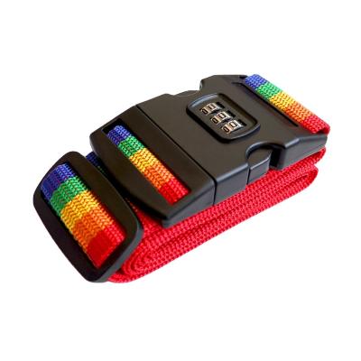 China Colorful nylon luggage /suitcase rainbow luggage strap safety tsa lock travel suitcase belt for sale