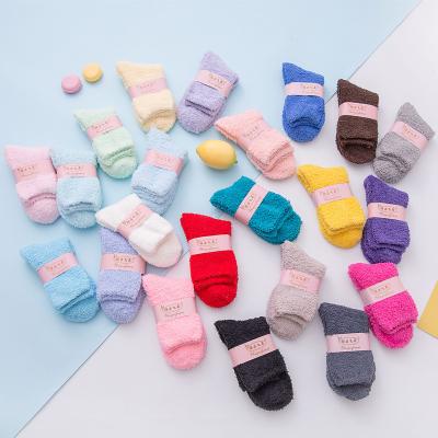 China Fuzzy Candy Color Winter Floor Slipper Polyester Fleece Indoor Women Thick Warm Soft Super Fluffy Cute Viable Socks for sale