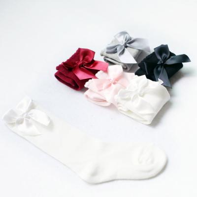 China Fashion Baby Anti-skid Socks With Bows Bowknot Silk Knee High Toddler Baby Socks Bowknot for sale