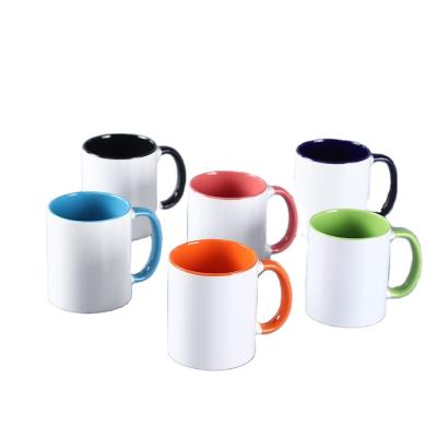 China Disposable Coffee Mug 11OZ Ceramic Mug In Hand Running Handle For Wholesale for sale