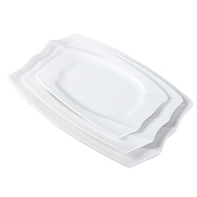 China Sustainable Fashionable Rectangle White Hotel Porcelain Dish for sale