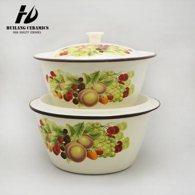 China Sustainable Cheap Price Enamel Finger Bowl With Convex Cover for sale