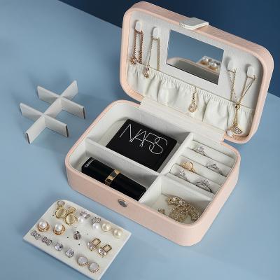 China Custom Case Cosmetic Organizer Pink Jewelry Box Placing Personalized Earring Jewelry Organizer for Women for sale