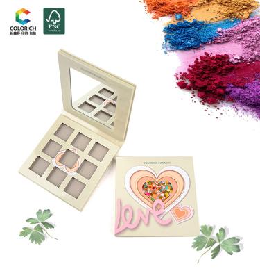 China Waterproof Wholesale 9 Color Cardboard Makeup Palette Clamshell Makeup Colorant Powder Pan Paper Eyeshadow Pan Empty Paper Packaging for sale