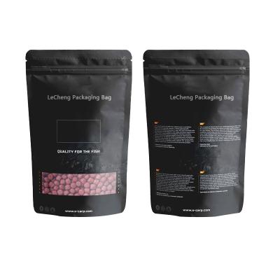 China Matte Black Food Grade Recyclable Custom Standing Up Pouch Zip Seal Packaging Bags With Rectangle Window for sale