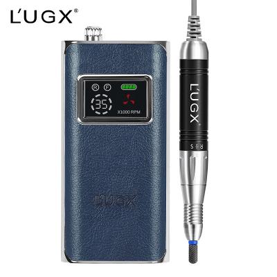 China Quiet/no vibration/don't get hot lugx OEM/ODM 2022 new model Microfiber Leather Rechargeable 35000 rpm portable coreless nail drill for sale