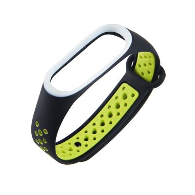 China Dual Color Rubber Breathable Comfortable Sport Silicone Strap Wrist Watch Band For Xiaomi Smart Watch MI Band 4 3 for sale