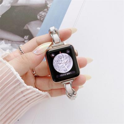 China Metal Armor Leather Luxury Decorate All Size Replacement Wrist Ladies Watch Leather Strap Buckle For Iwatch 7/6/5/4/3/2 for sale