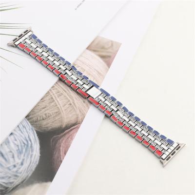 China Diamond Metal Alloy Jewelry Rhinestone Magnetic Watch Bands Buckle Stainless Steel For Apple Watch 7/6/5/4/3/2 20cmX5cmX0.5cm for sale